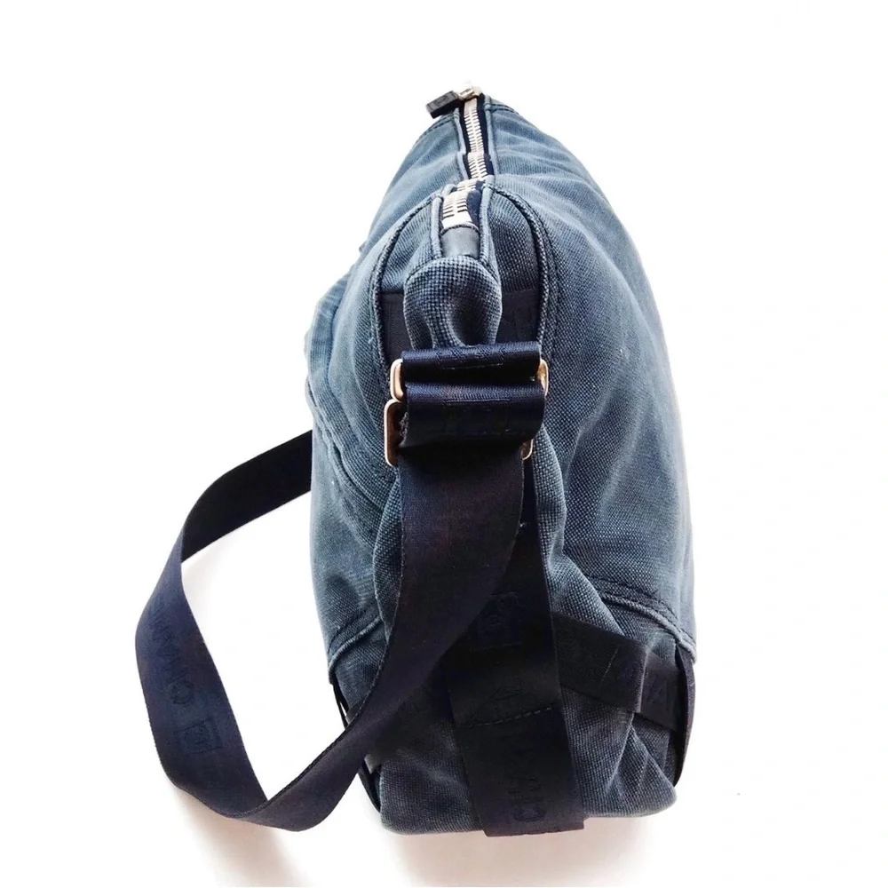 CHANEL Navy Canvas Shoulder Bag